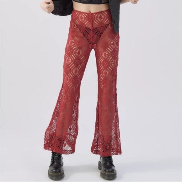 Urban outfitters Tasha Sheer Lace Flare Pants - Picture 1 of 10